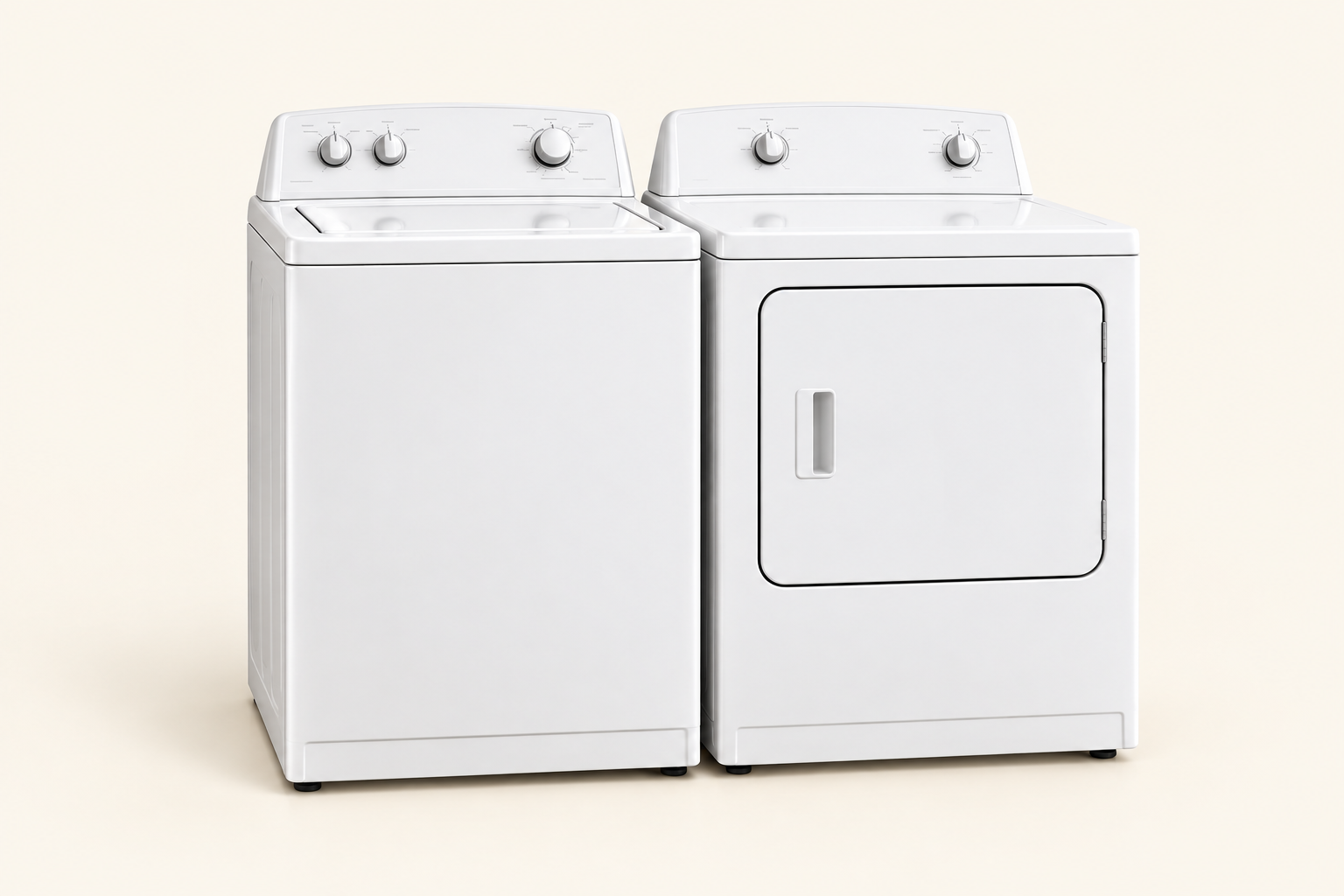 Side-by-side white washer and dryer